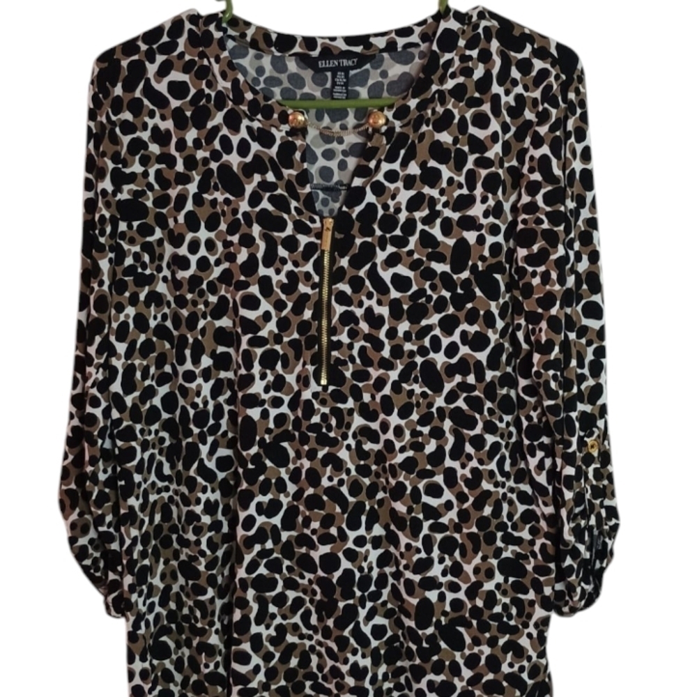 Ellen Tracy Women's Leopard Print Top - Black and Brown